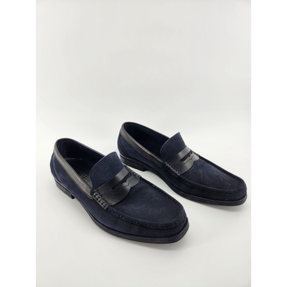 Florsheim Mens Navy Blue Suede Leather Penny Loafers Dress Shoes 11.5 - Picture 1 of 6